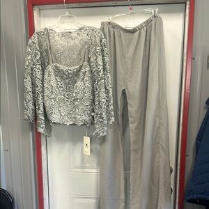 Gray Wide Leg Pants with Elegant Drape